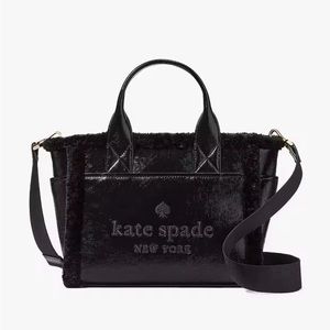 ♠️Kate Spade Jett Shearling Small Tote, Black NWT.
